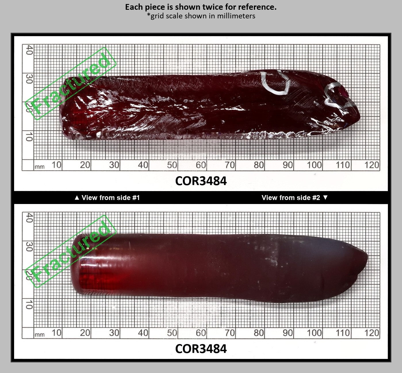 Ruby Red #5 Lab Created Corundum Sapphire Faceting Rough for Gem Cutting - Various Sizes - Split Boule : COR3484