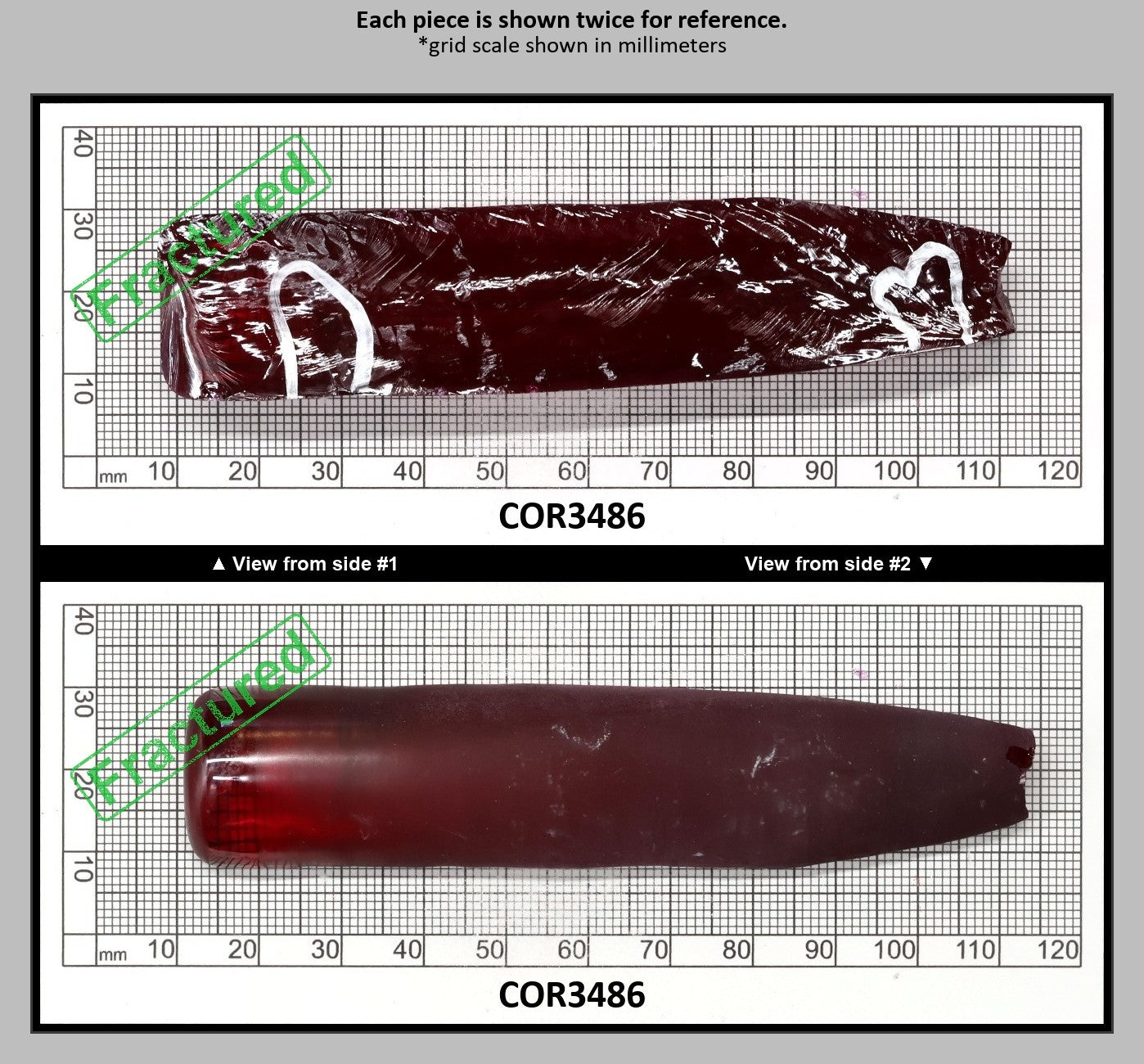 Ruby Red #5 Lab Created Corundum Sapphire Faceting Rough for Gem Cutting - Various Sizes - Split Boule : COR3486