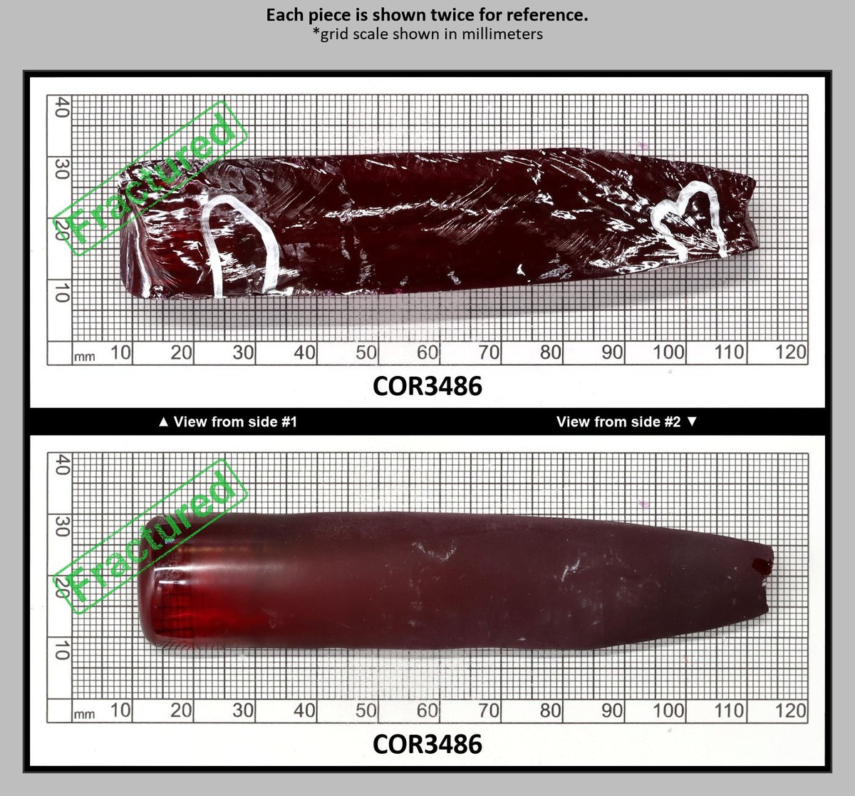 Ruby Red #5 Lab Created Corundum Sapphire Faceting Rough for Gem Cutting - Various Sizes - Split Boule : COR3486