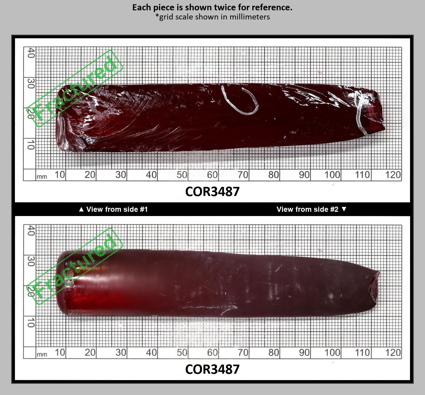 Ruby Red #5 Lab Created Corundum Sapphire Faceting Rough for Gem Cutting - Various Sizes - Split Boule : COR3487