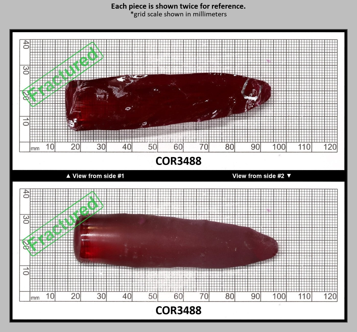 Ruby Red #5 Lab Created Corundum Sapphire Faceting Rough for Gem Cutting - Various Sizes - Split Boule : COR3488