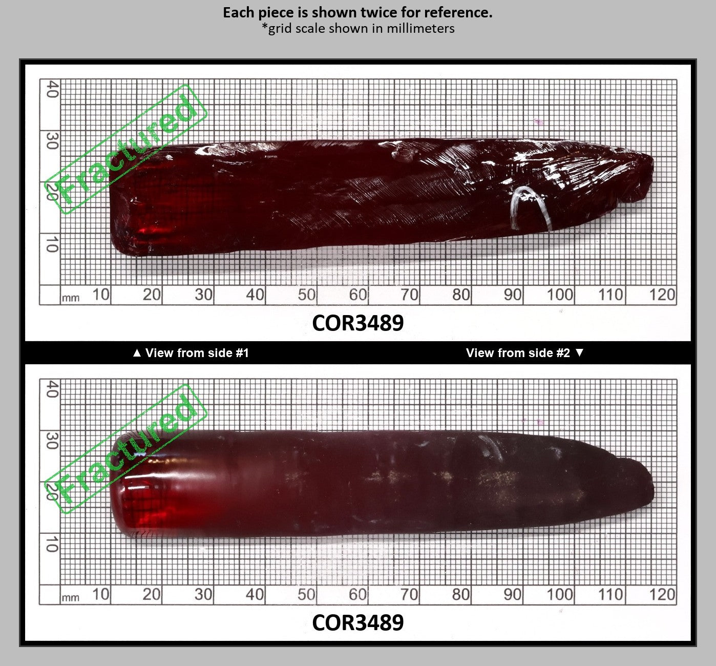 Ruby Red #5 Lab Created Corundum Sapphire Faceting Rough for Gem Cutting - Various Sizes - Split Boule : COR3489