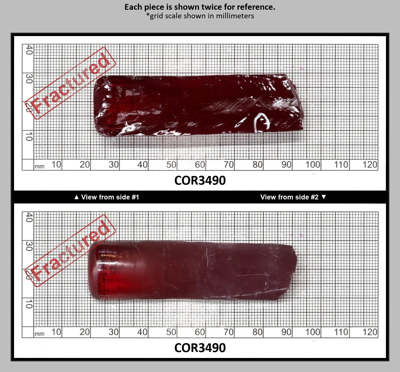 Ruby Red #5 Lab Created Corundum Sapphire Faceting Rough for Gem Cutting - Various Sizes - Split Boule : COR3490
