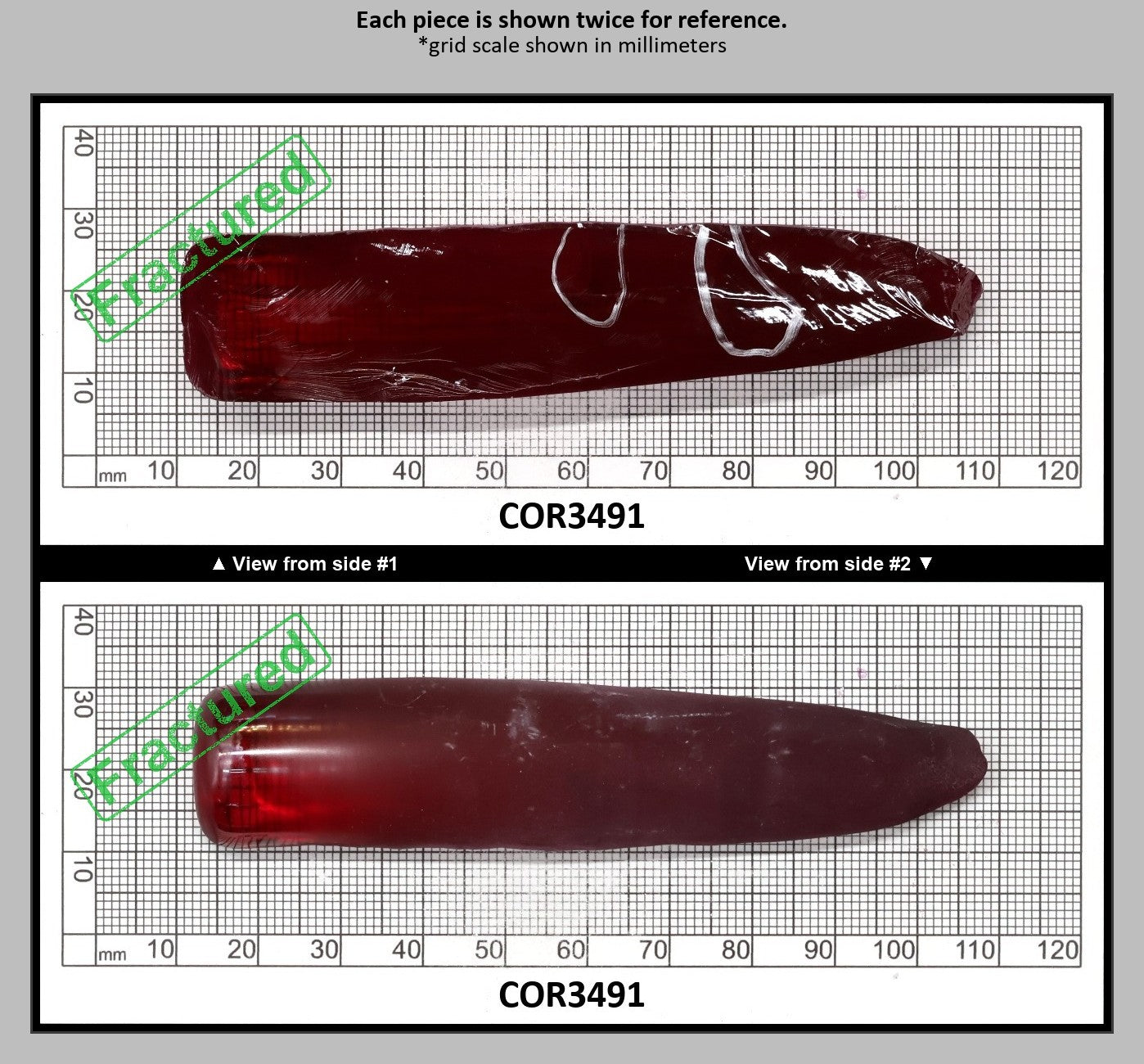Ruby Red #5 Lab Created Corundum Sapphire Faceting Rough for Gem Cutting - Various Sizes - Split Boule : COR3491