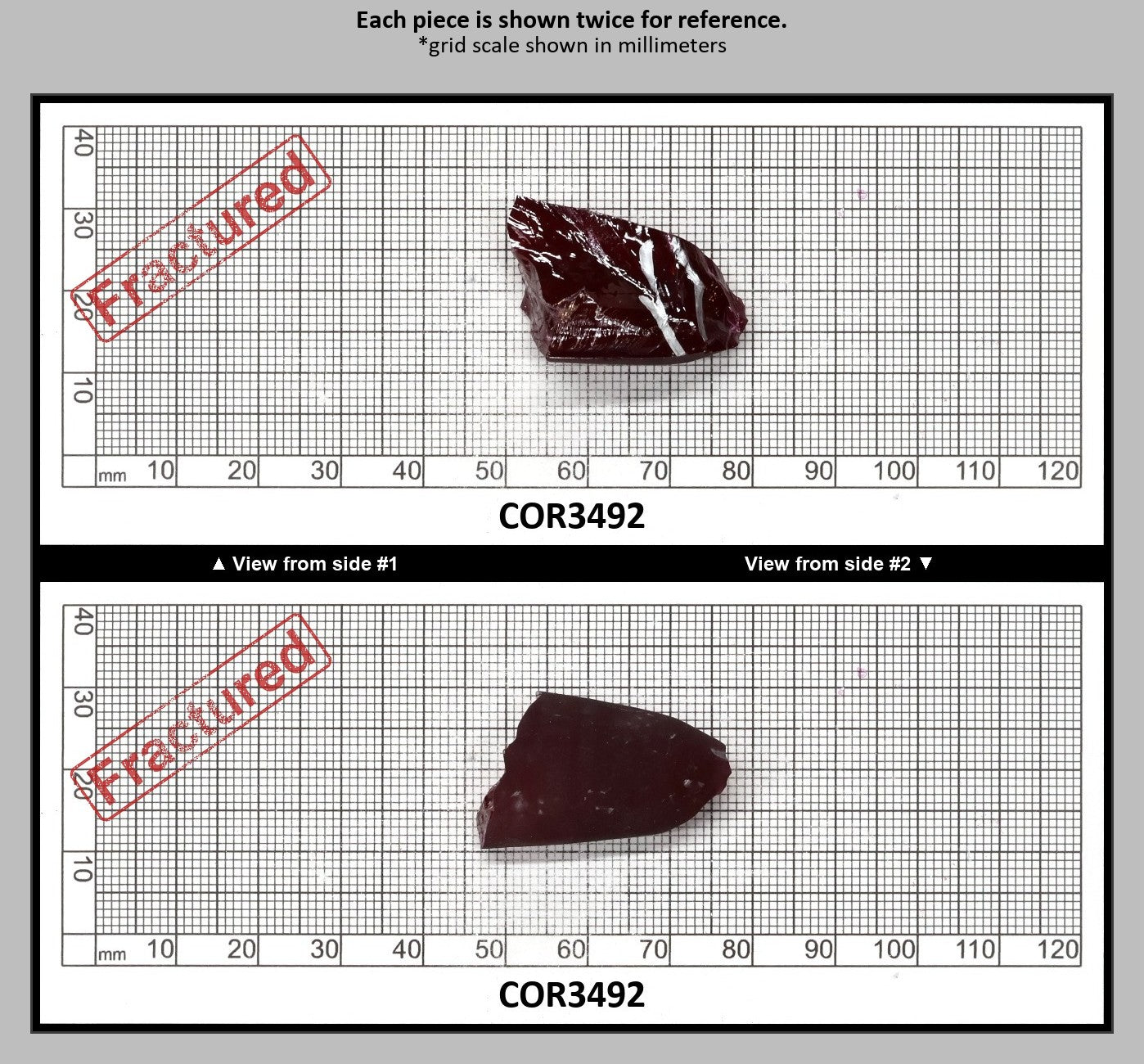 Ruby Red #5 Lab Created Corundum Sapphire Faceting Rough for Gem Cutting - Various Sizes - Split Boule : COR3492