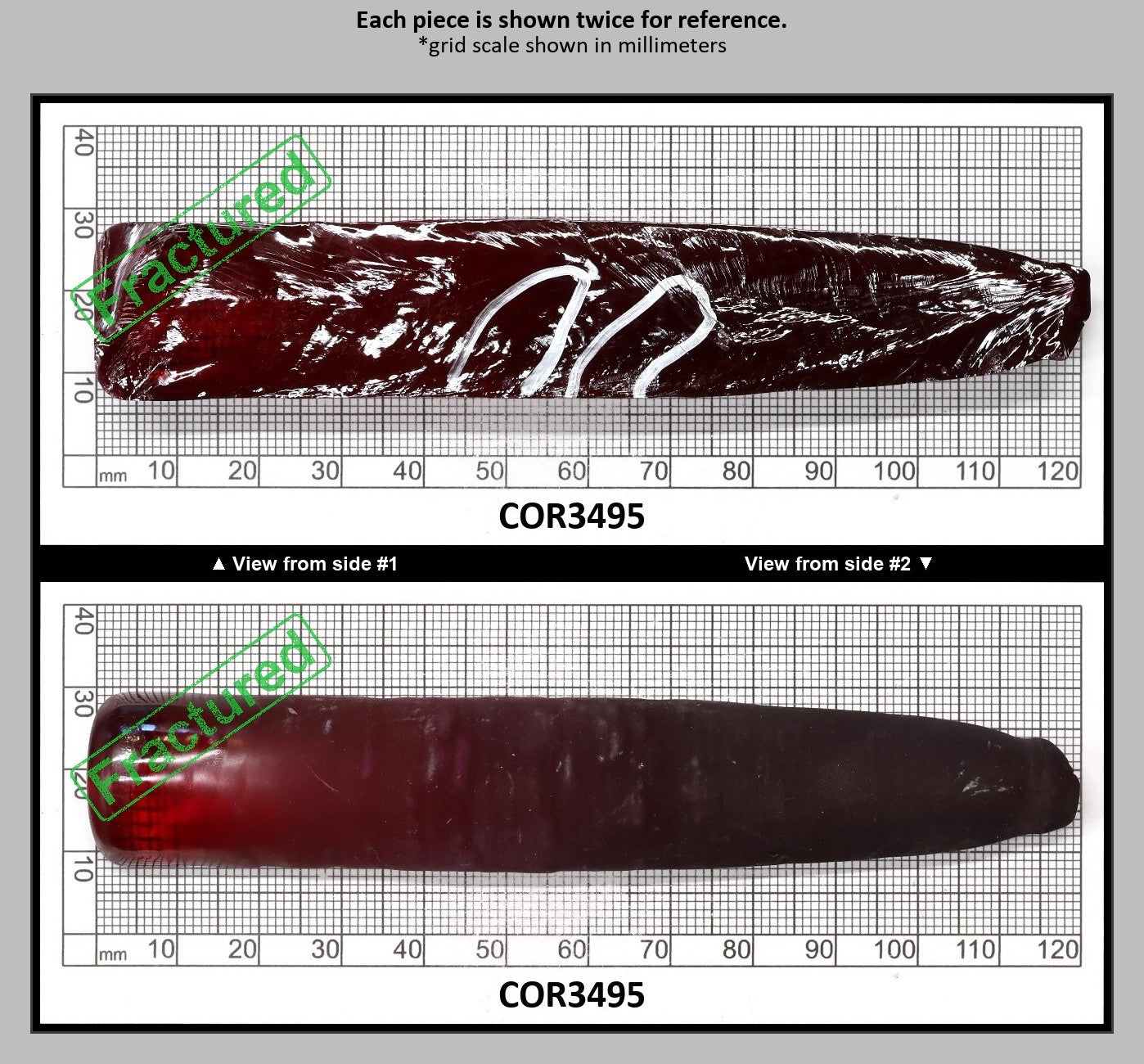 Ruby Red #5 Lab Created Corundum Sapphire Faceting Rough for Gem Cutting - Various Sizes - Split Boule : COR3495