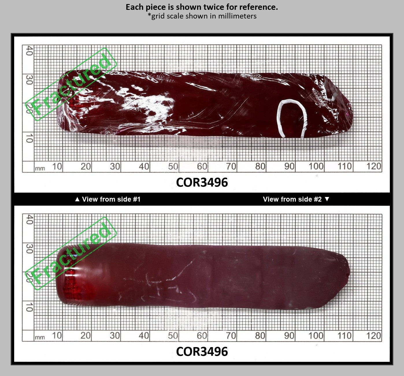 Ruby Red #5 Lab Created Corundum Sapphire Faceting Rough for Gem Cutting - Various Sizes - Split Boule : COR3496