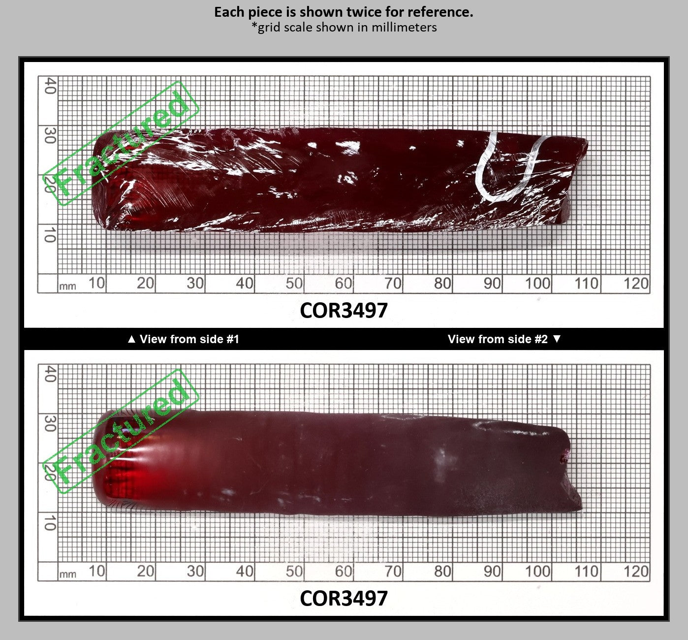 Ruby Red #5 Lab Created Corundum Sapphire Faceting Rough for Gem Cutting - Various Sizes - Split Boule : COR3497