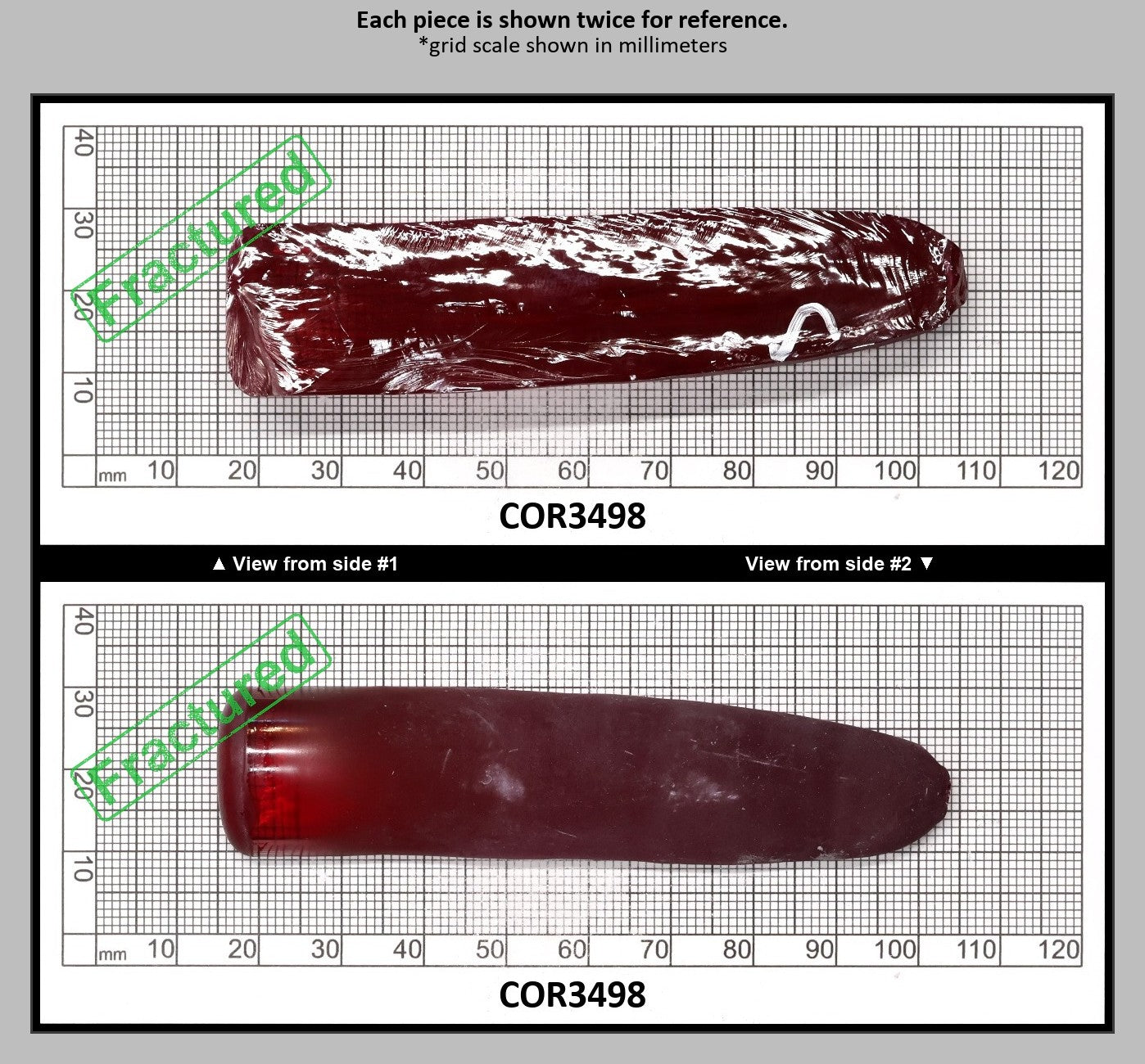 Ruby Red #5 Lab Created Corundum Sapphire Faceting Rough for Gem Cutting - Various Sizes - Split Boule : COR3498