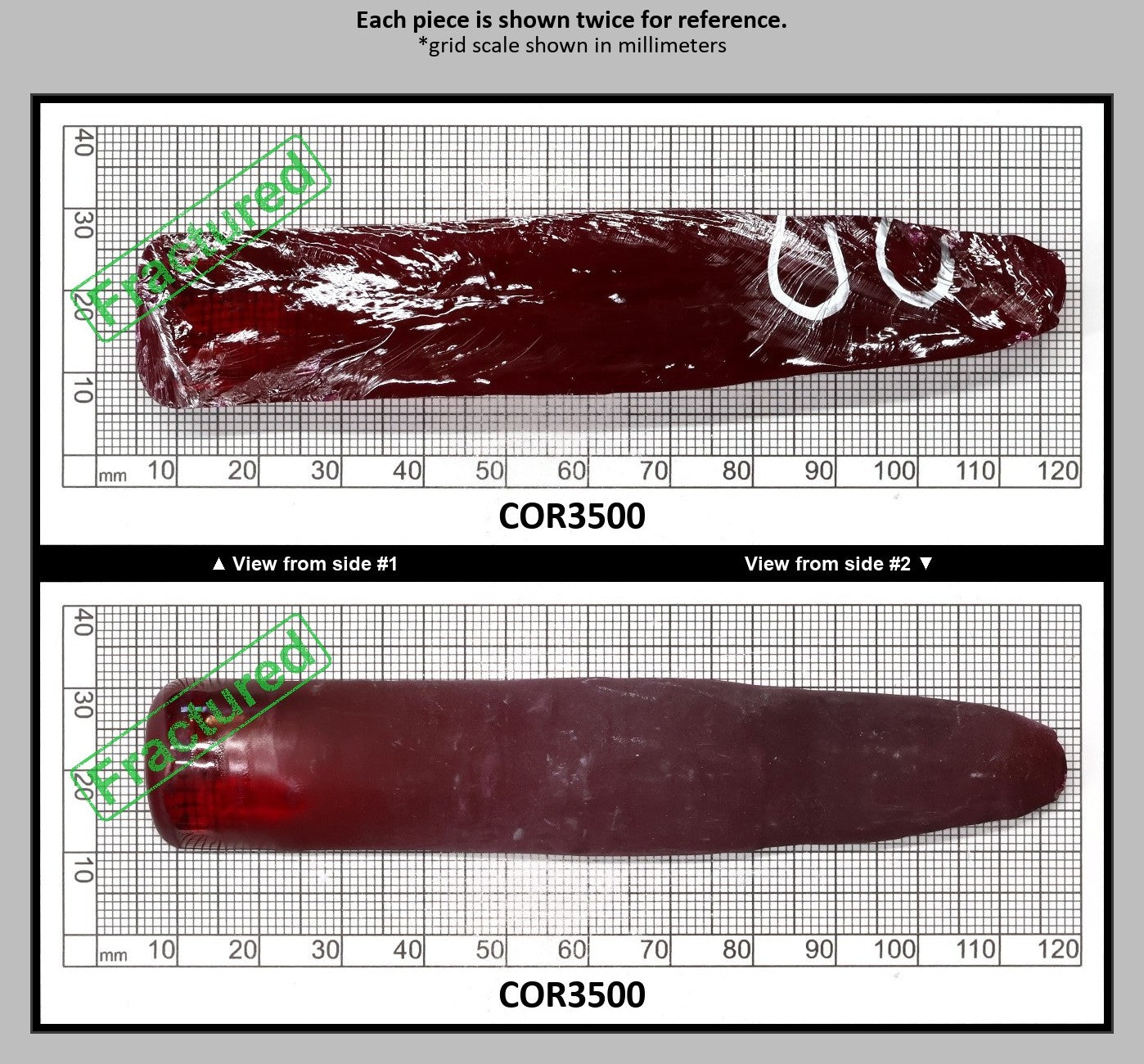 Ruby Red #5 Lab Created Corundum Sapphire Faceting Rough for Gem Cutting - Various Sizes - Split Boule : COR3500