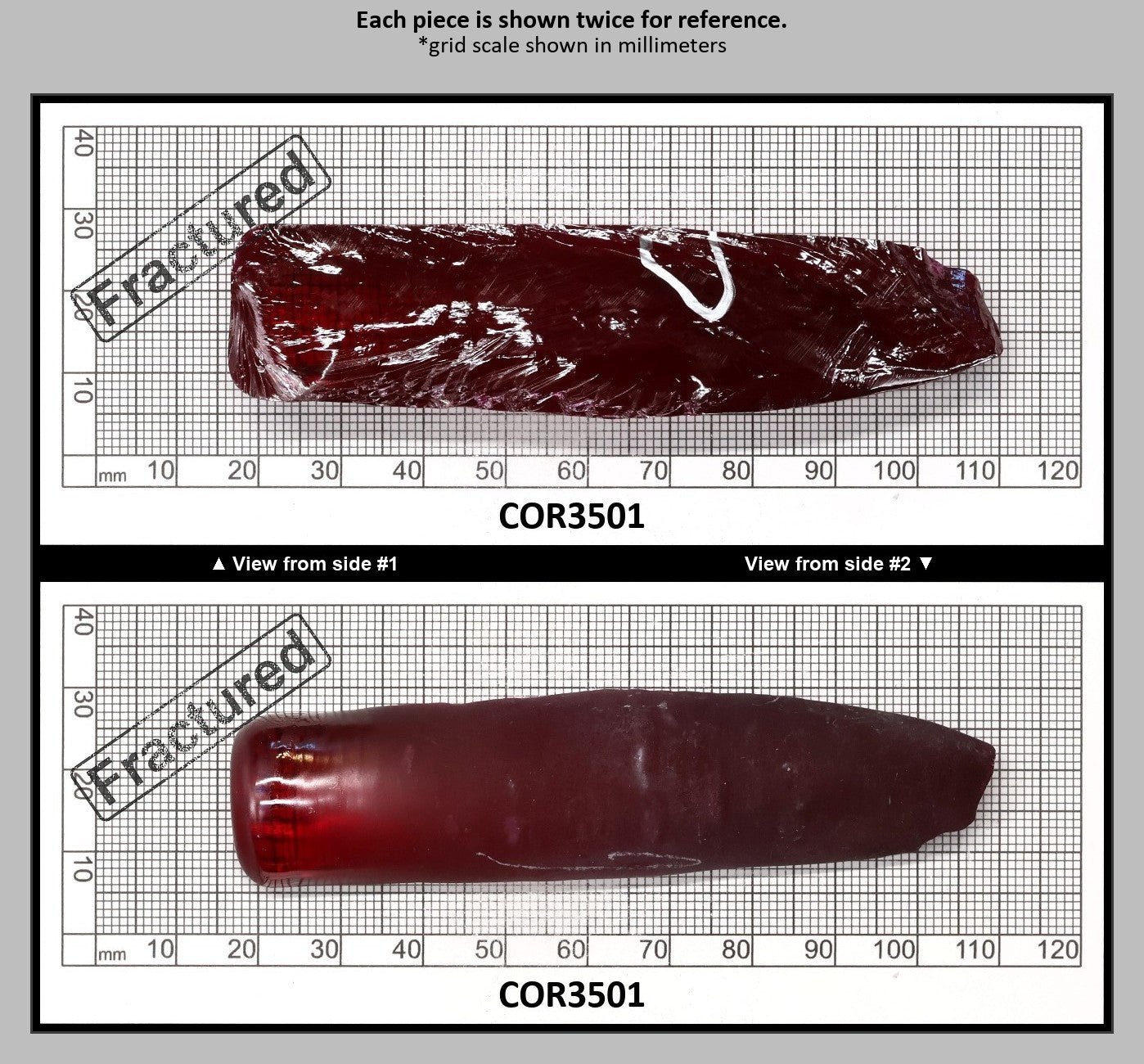 Ruby Red #5 Lab Created Corundum Sapphire Faceting Rough for Gem Cutting - Various Sizes - Split Boule : COR3501