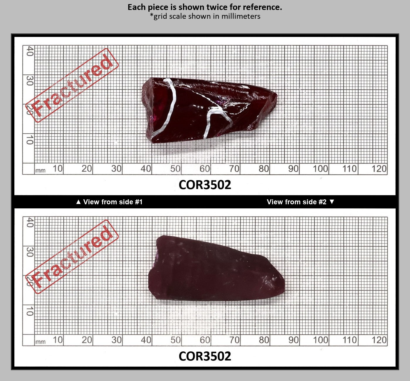 Ruby Red #5 Lab Created Corundum Sapphire Faceting Rough for Gem Cutting - Various Sizes - Split Boule : COR3502