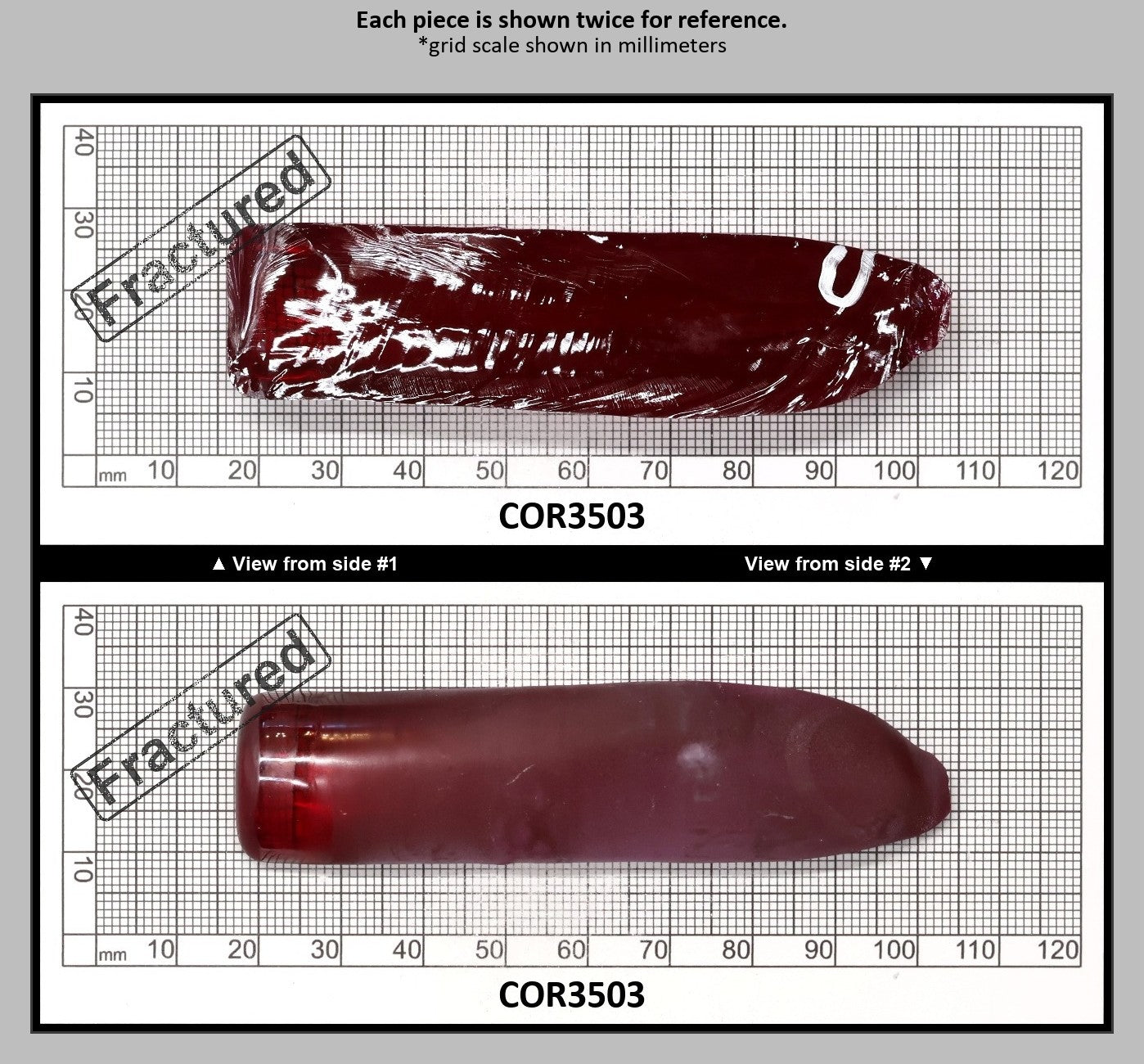 Ruby Red #5 Lab Created Corundum Sapphire Faceting Rough for Gem Cutting - Various Sizes - Split Boule : COR3503