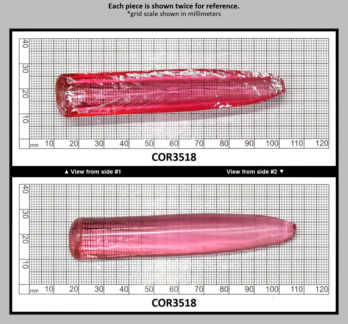 Peach Morganite #18 (Red Variant) Lab Created Corundum Sapphire Faceting Rough for Gem Cutting - Various Sizes - Split Boule : COR3518