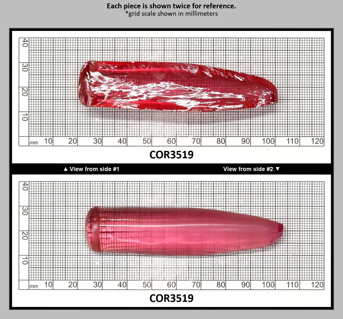 Peach Morganite #18 (Red Variant) Lab Created Corundum Sapphire Faceting Rough for Gem Cutting - Various Sizes - Split Boule : COR3519