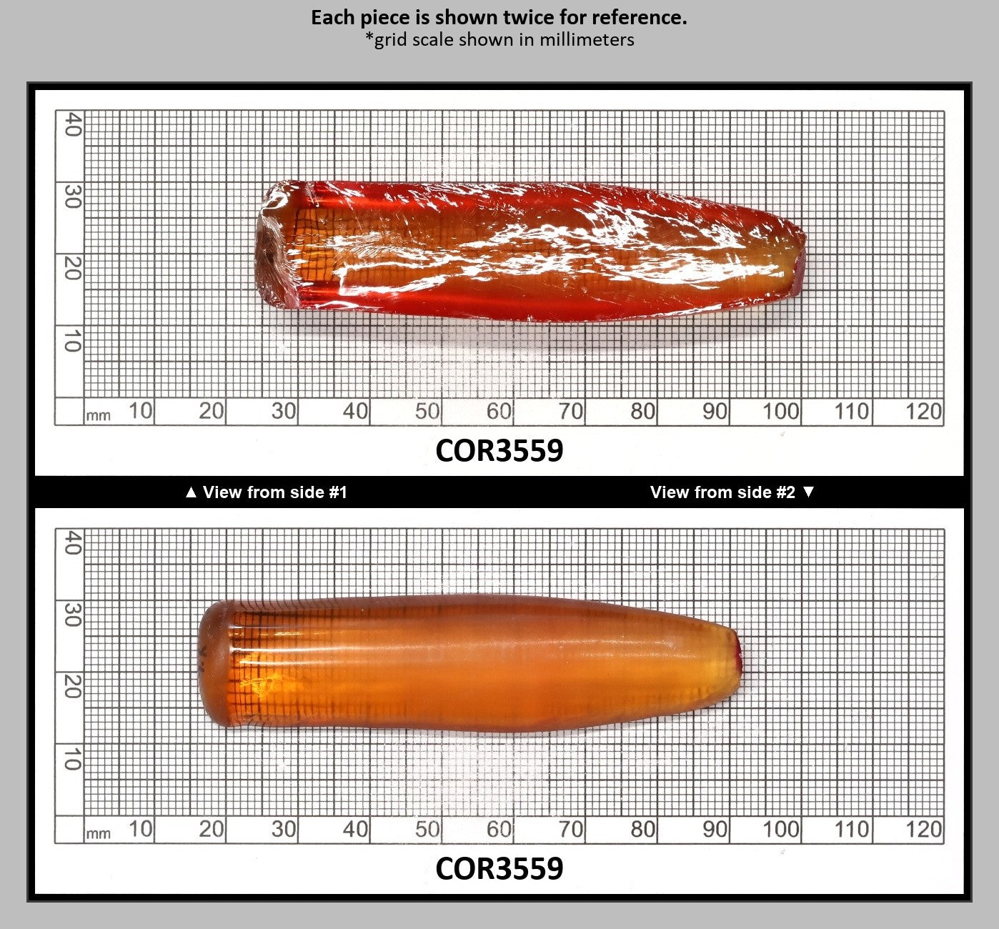 Orange #22 Lab Created Corundum Faceting Rough for Gem Cutting - Various Sizes - Split Boule : COR3559