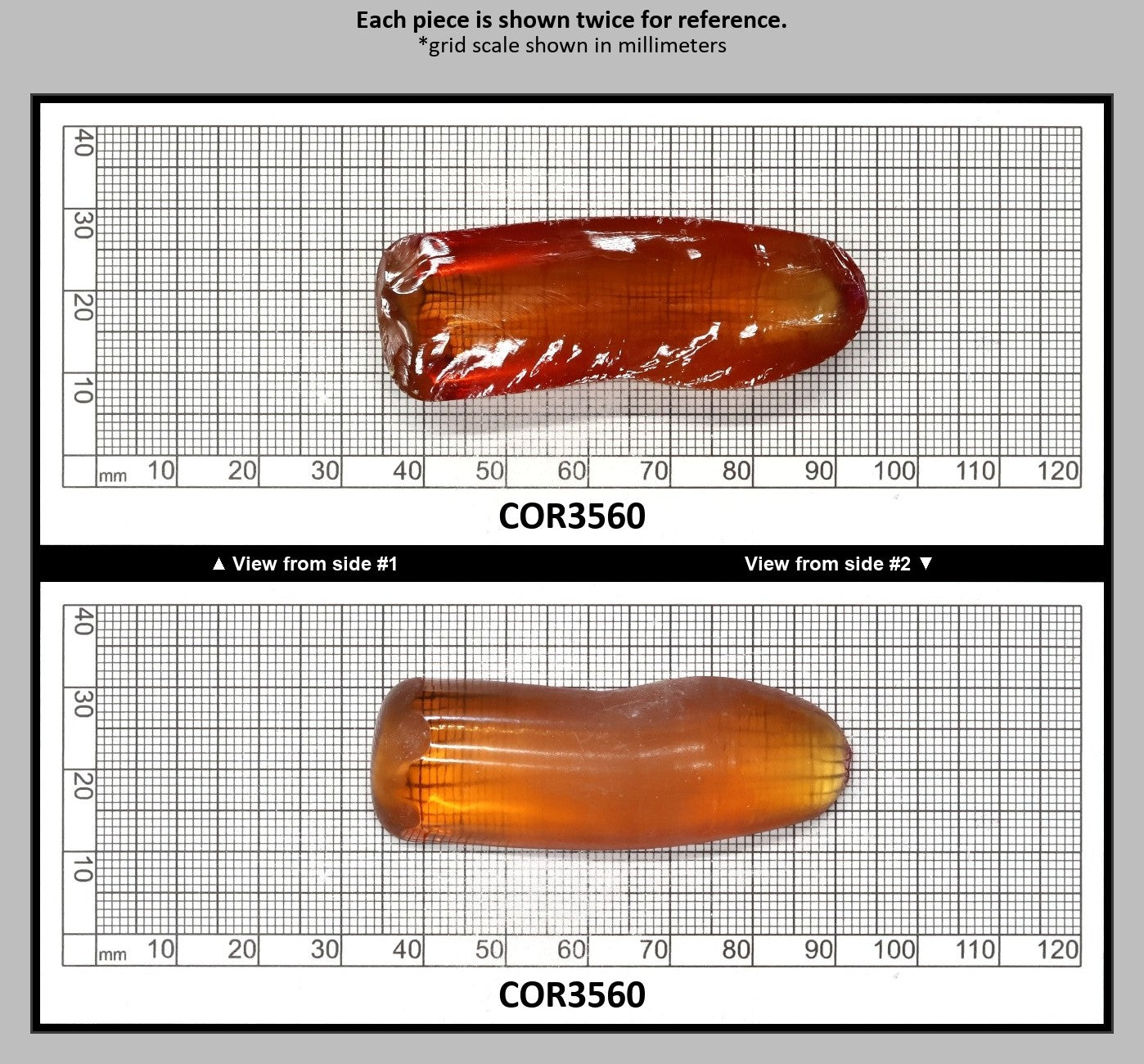 Orange #22 Lab Created Corundum Faceting Rough for Gem Cutting - Various Sizes - Split Boule : COR3560