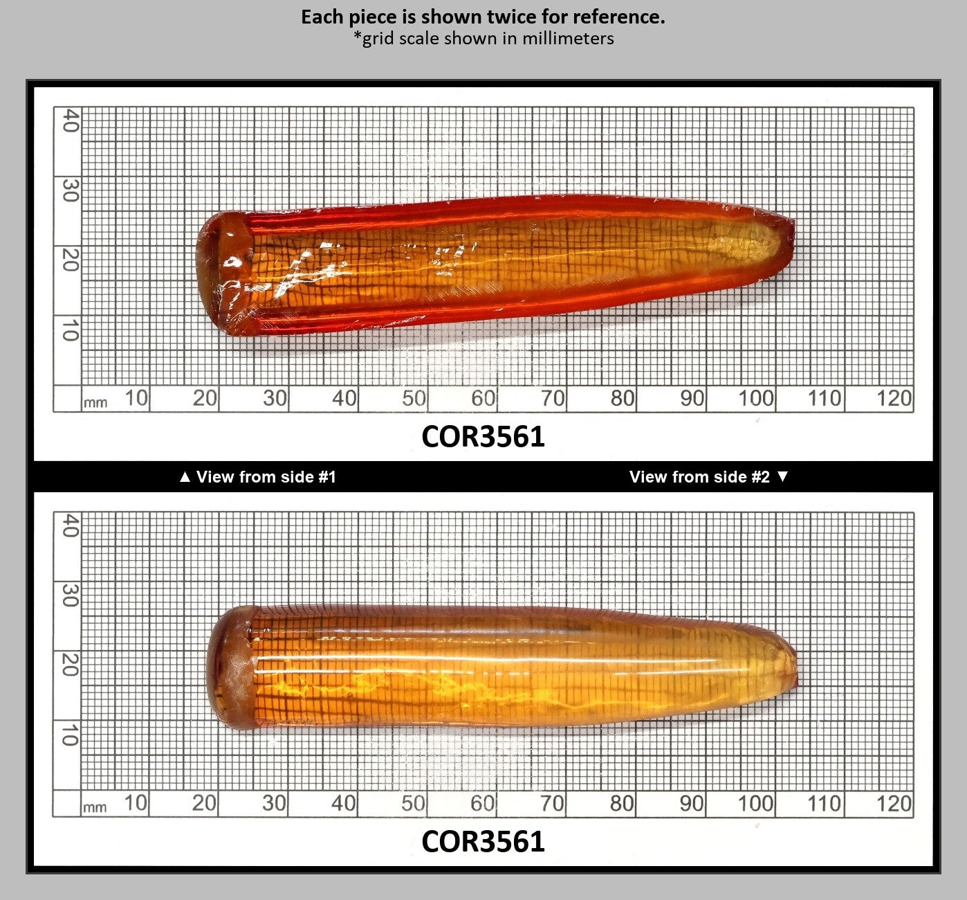 Orange #22 Lab Created Corundum Faceting Rough for Gem Cutting - Various Sizes - Split Boule : COR3561