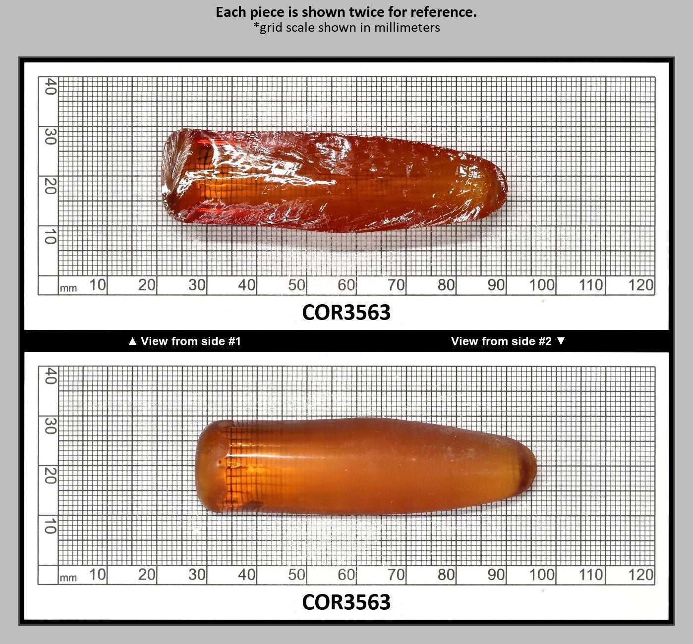 Orange #22 Lab Created Corundum Faceting Rough for Gem Cutting - Various Sizes - Split Boule : COR3563