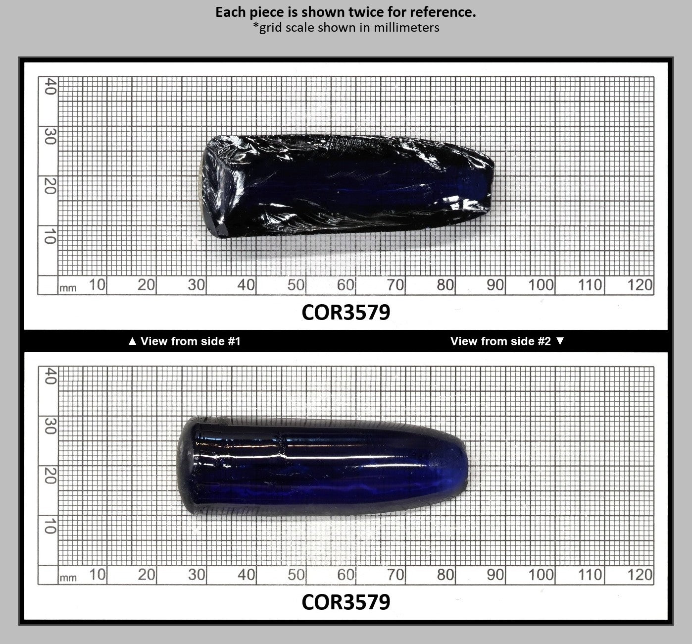 Blue #34 Lab Created Corundum Sapphire Faceting Rough for Gem Cutting - Various Sizes - Split Boule : COR3579