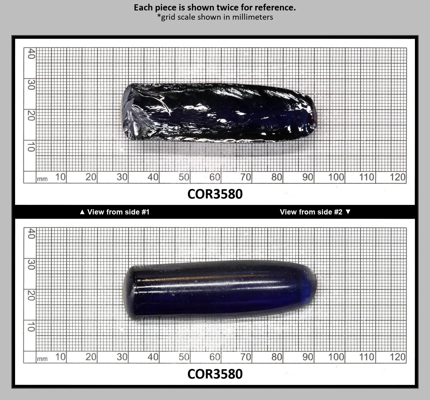 Blue #34 Lab Created Corundum Sapphire Faceting Rough for Gem Cutting - Various Sizes - Split Boule : COR3580