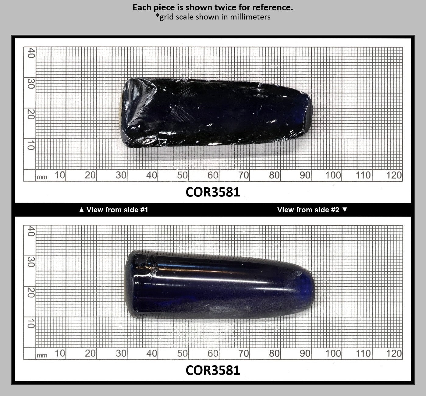 Blue #34 Lab Created Corundum Sapphire Faceting Rough for Gem Cutting - Various Sizes - Split Boule : COR3581