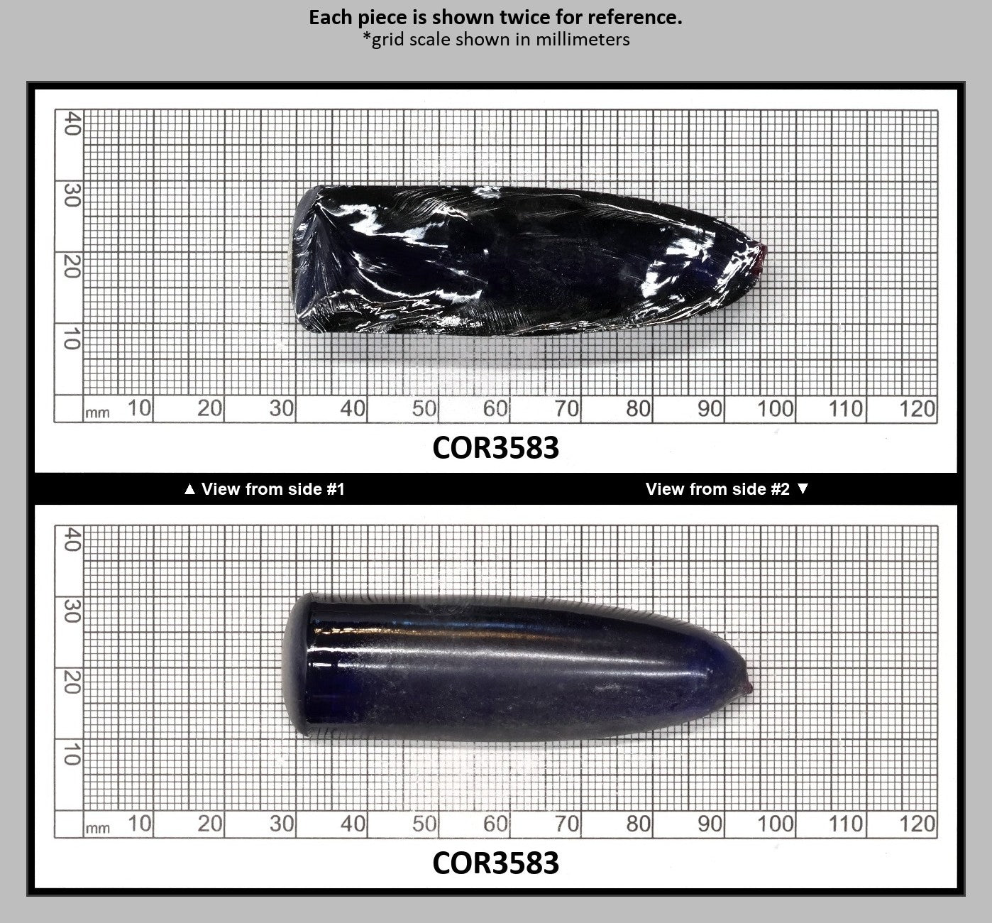 Blue #34 Lab Created Corundum Sapphire Faceting Rough for Gem Cutting - Various Sizes - Split Boule : COR3583