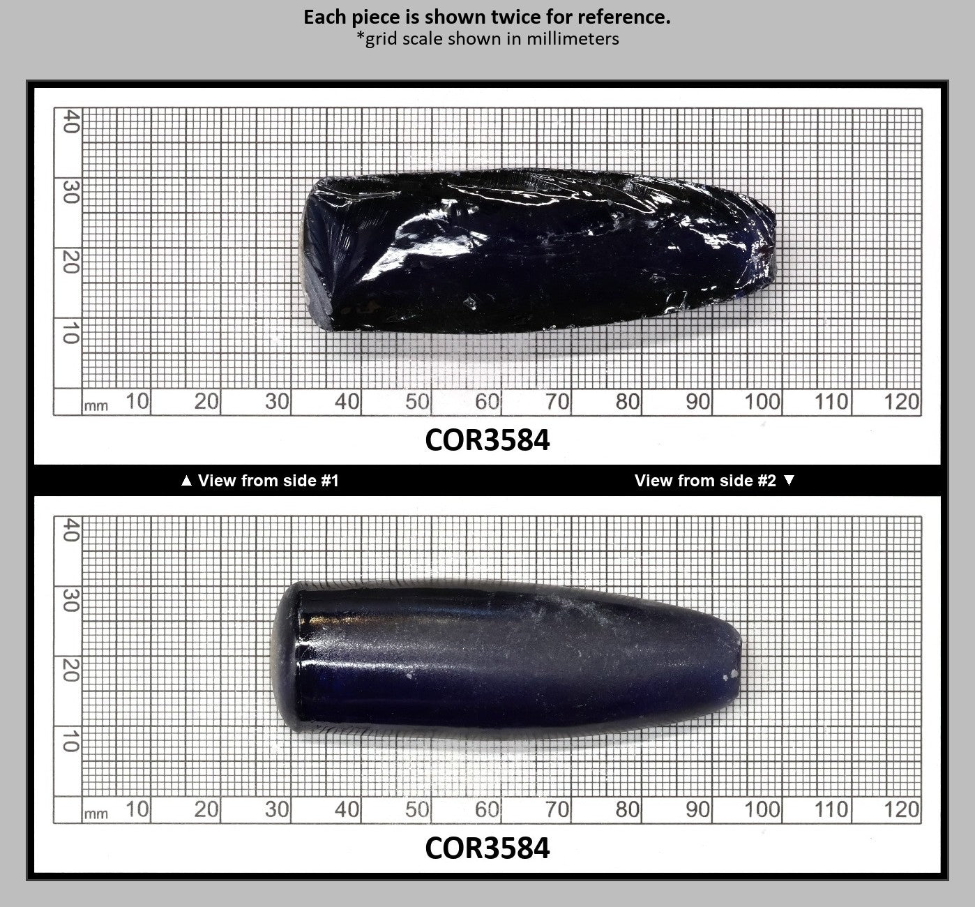 Blue #34 Lab Created Corundum Sapphire Faceting Rough for Gem Cutting - Various Sizes - Split Boule : COR3584