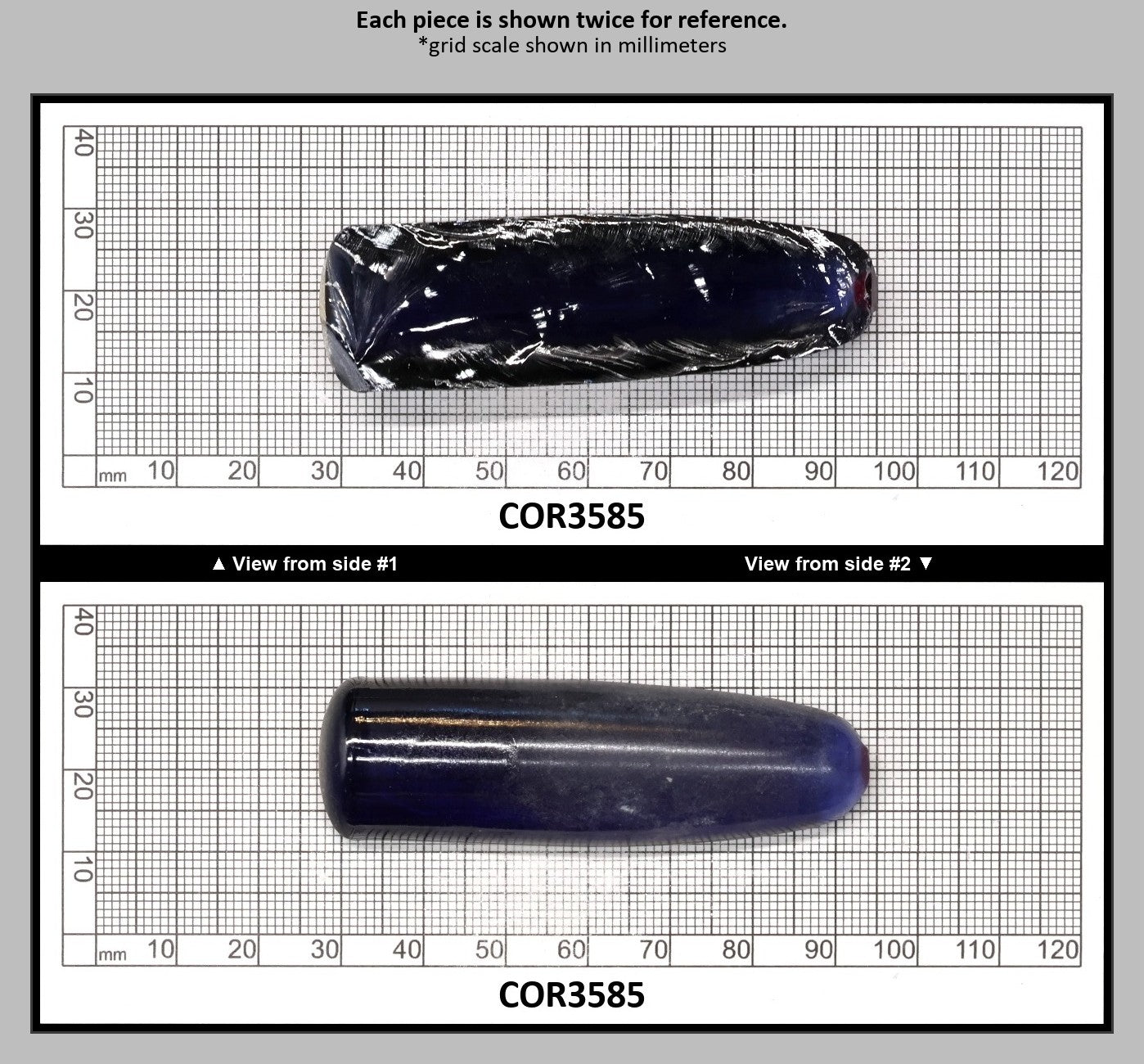 Blue #34 Lab Created Corundum Sapphire Faceting Rough for Gem Cutting - Various Sizes - Split Boule : COR3585