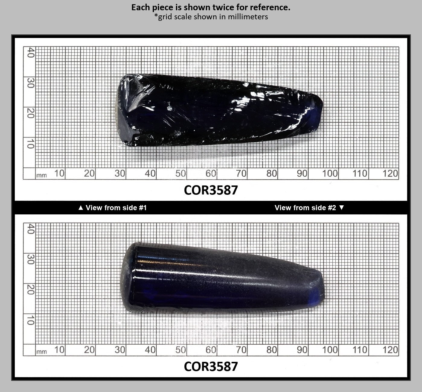 Blue #34 Lab Created Corundum Sapphire Faceting Rough for Gem Cutting - Various Sizes - Split Boule : COR3587