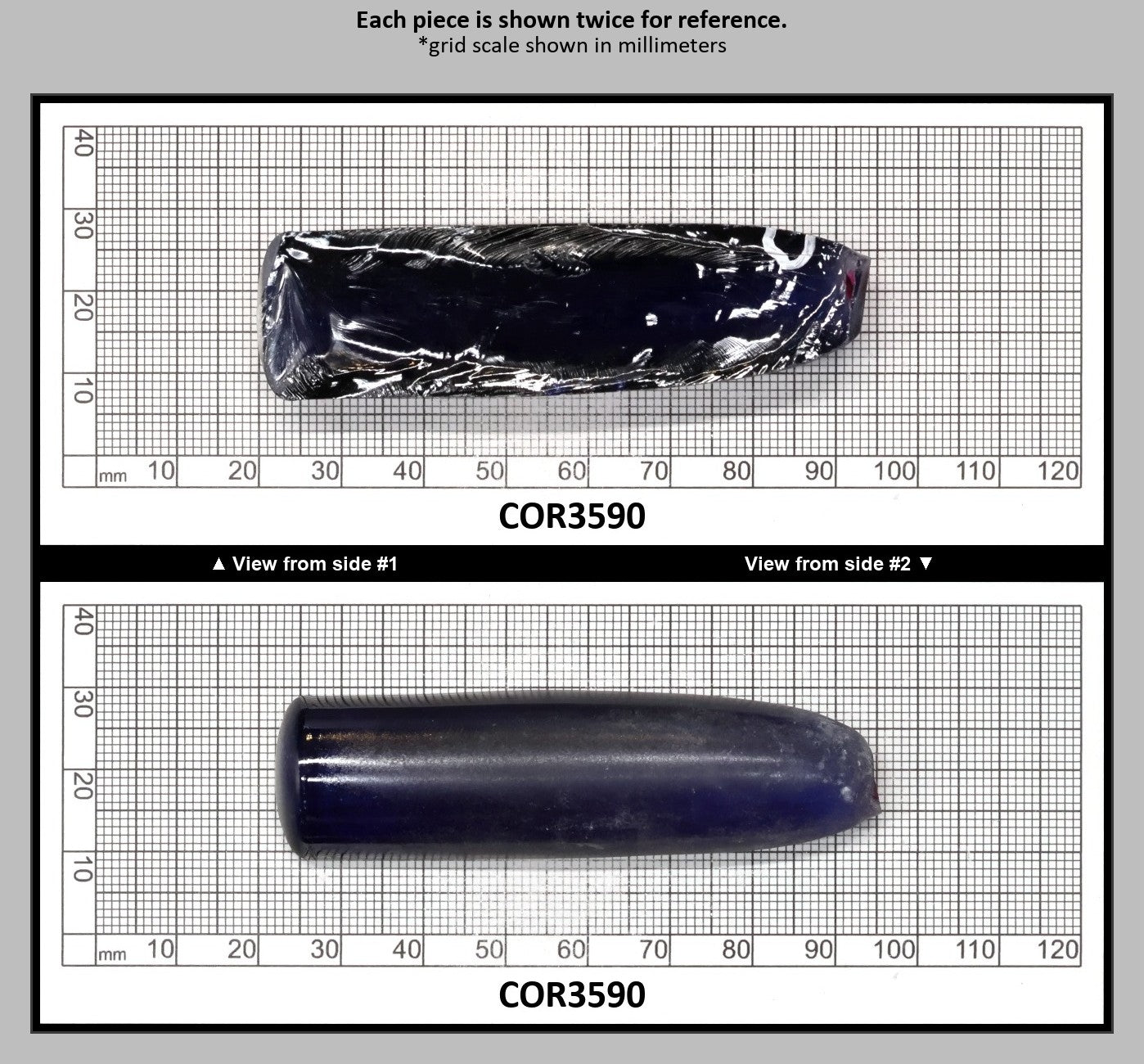 Blue #34 Lab Created Corundum Sapphire Faceting Rough for Gem Cutting - Various Sizes - Split Boule : COR3590