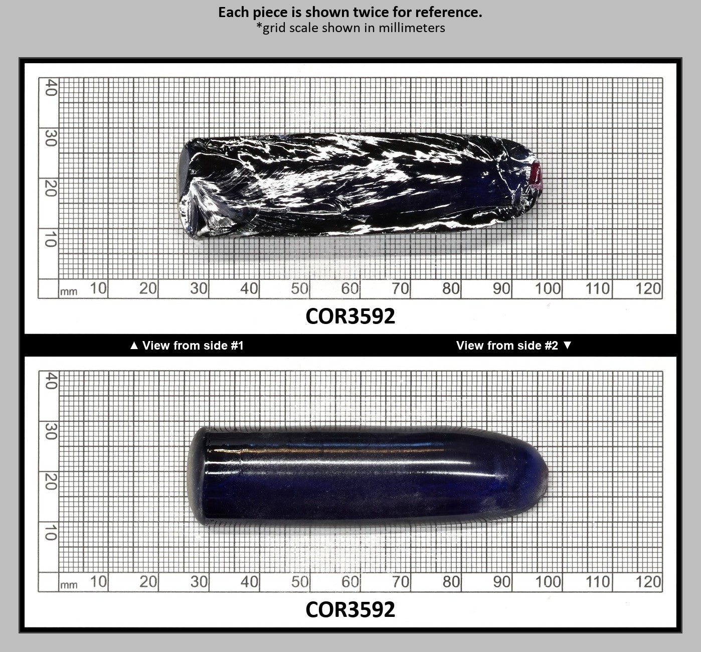 Blue #34 Lab Created Corundum Sapphire Faceting Rough for Gem Cutting - Various Sizes - Split Boule : COR3592