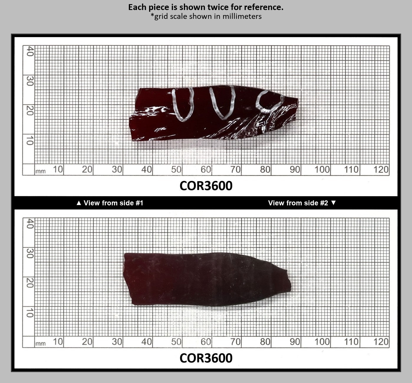 Dark Ruby Red #6 Lab Created Corundum Sapphire Faceting Rough for Gem Cutting - Various Sizes - Split Boule : COR3600
