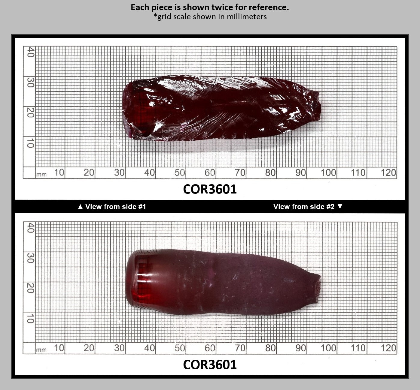 Dark Ruby Red #6 Lab Created Corundum Sapphire Faceting Rough for Gem Cutting - Various Sizes - Split Boule : COR3601