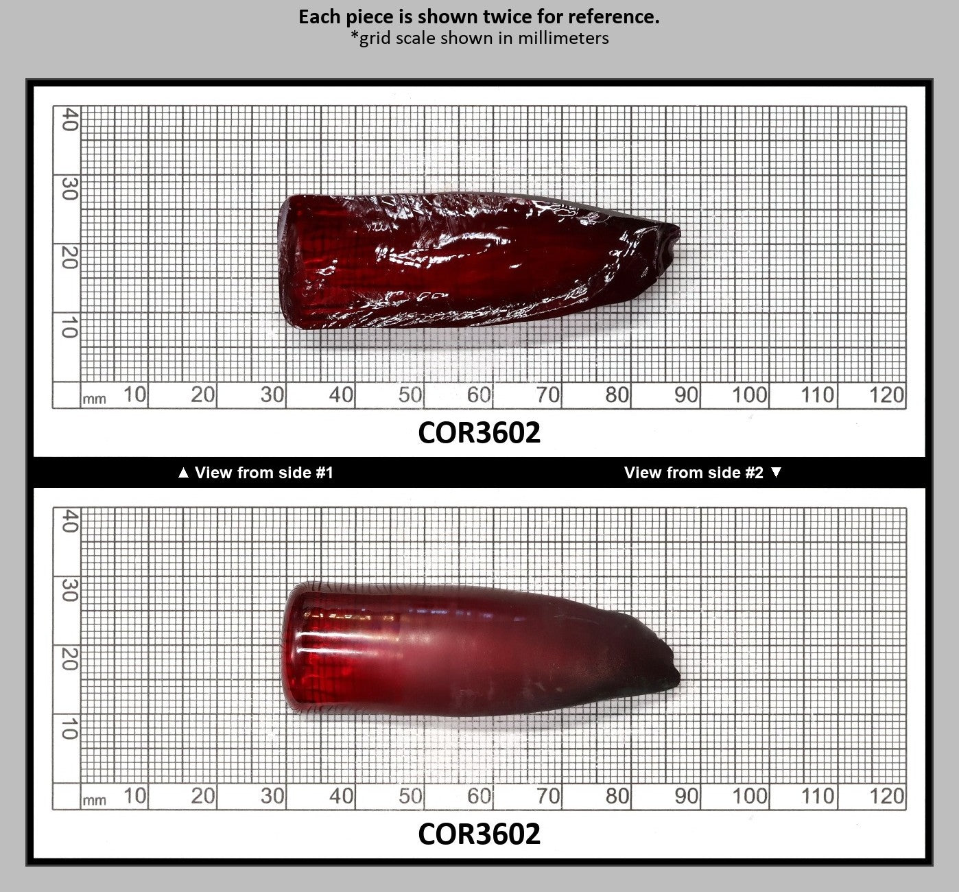Dark Ruby Red #6 Lab Created Corundum Sapphire Faceting Rough for Gem Cutting - Various Sizes - Split Boule : COR3602