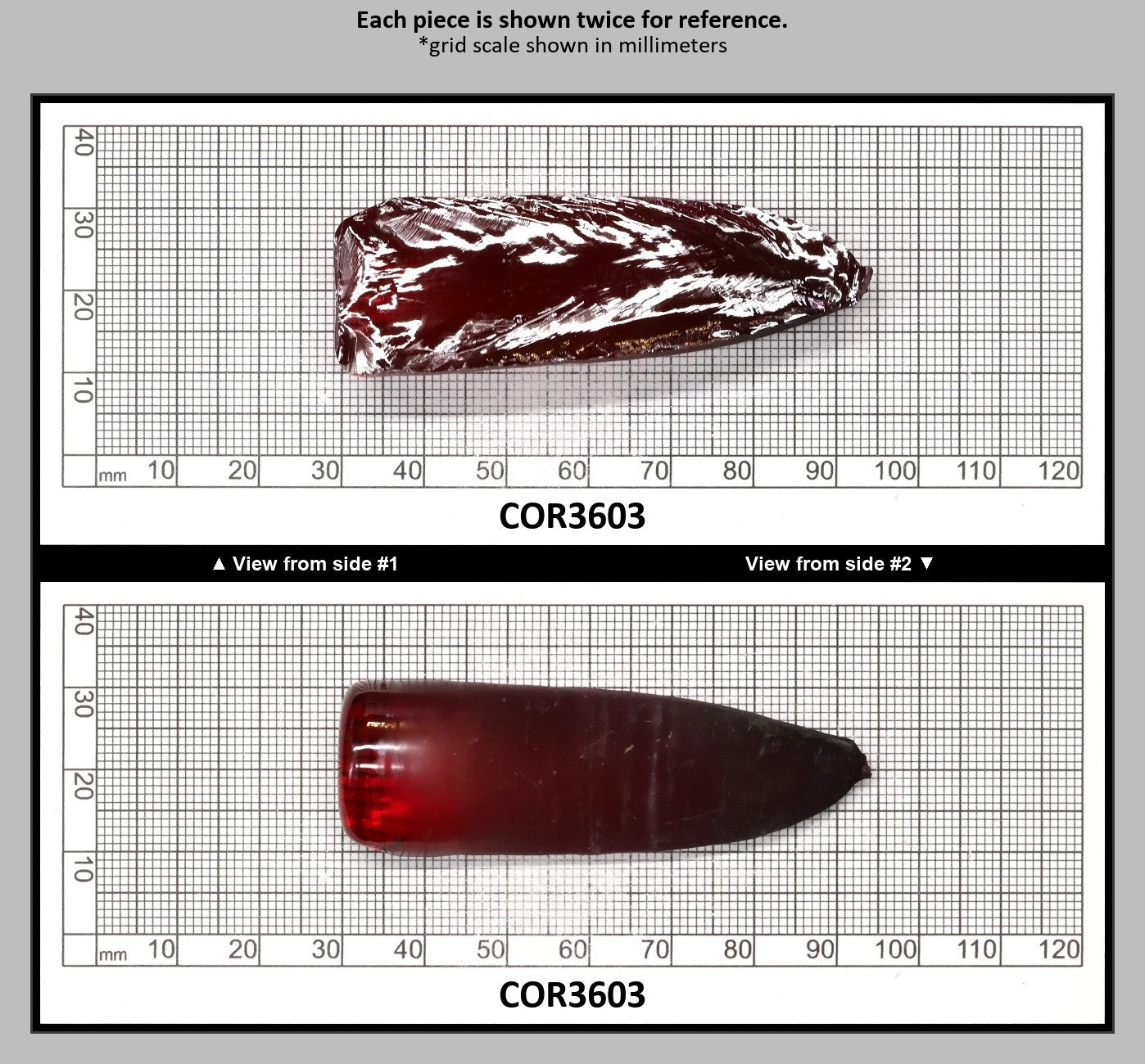 Dark Ruby Red #6 Lab Created Corundum Sapphire Faceting Rough for Gem Cutting - Various Sizes - Split Boule : COR3603