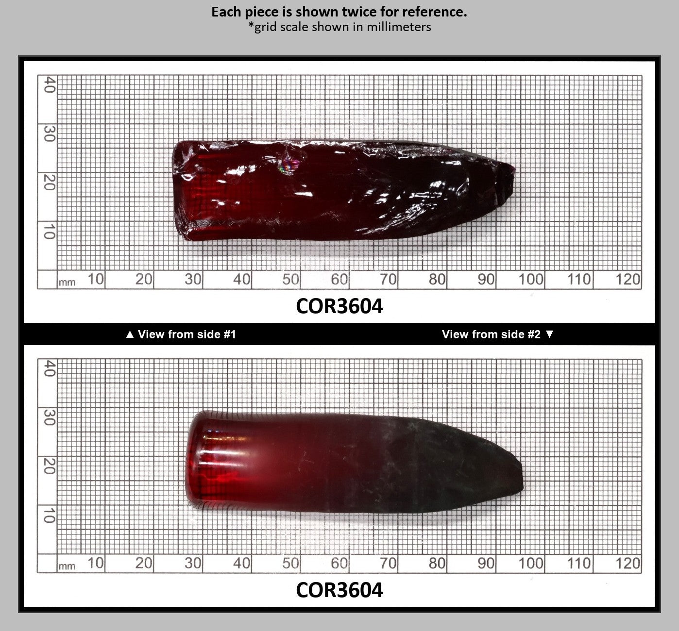 Dark Ruby Red #6 Lab Created Corundum Sapphire Faceting Rough for Gem Cutting - Various Sizes - Split Boule : COR3604