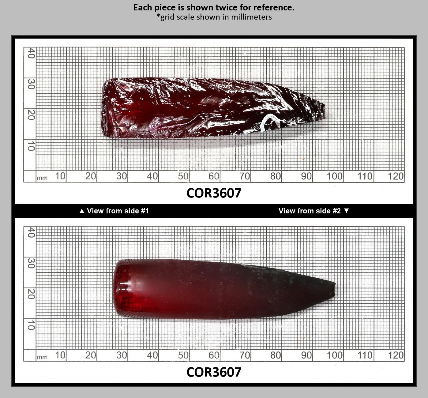 Dark Ruby Red #6 Lab Created Corundum Sapphire Faceting Rough for Gem Cutting - Various Sizes - Split Boule : COR3607