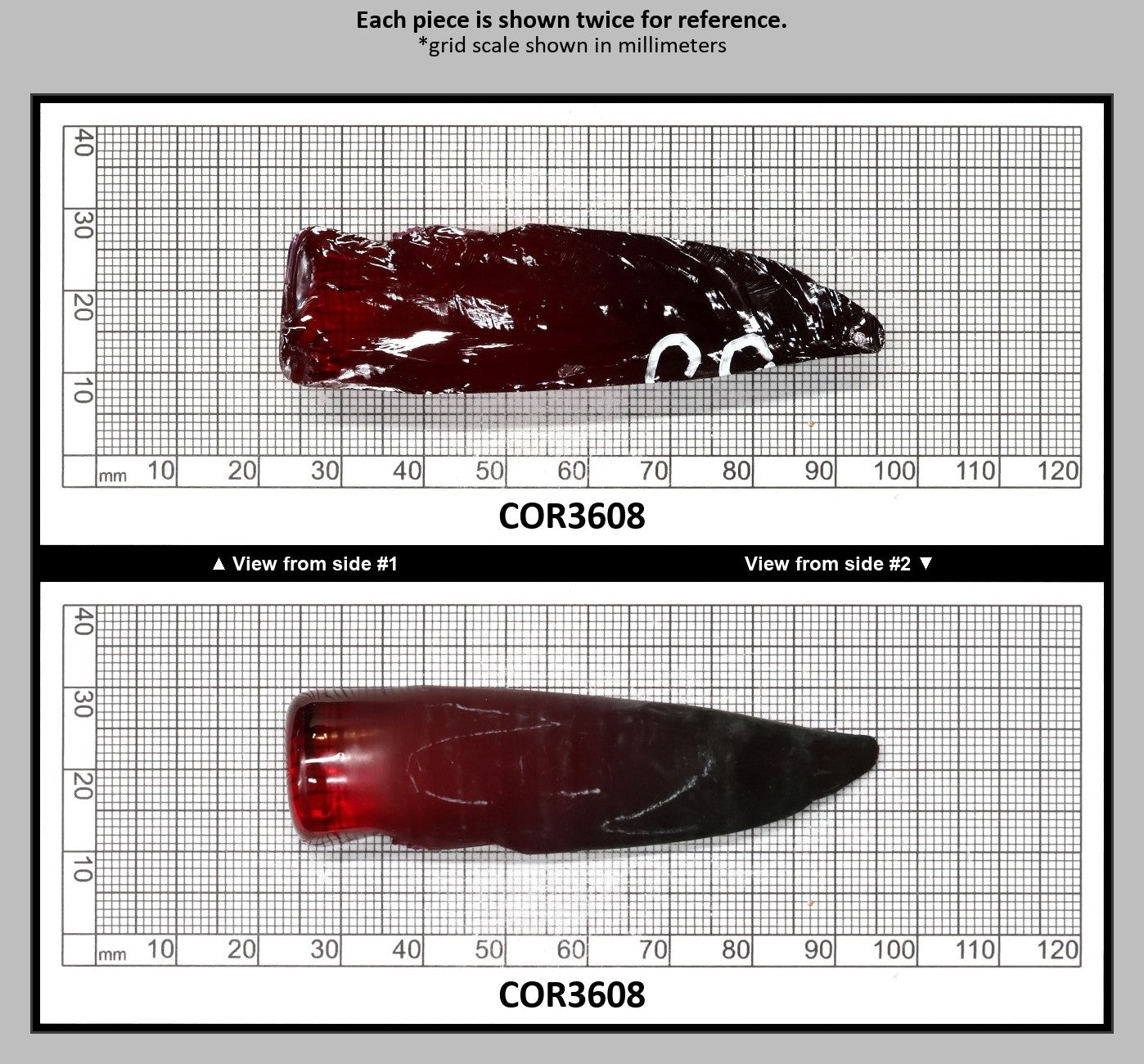 Dark Ruby Red #6 Lab Created Corundum Sapphire Faceting Rough for Gem Cutting - Various Sizes - Split Boule : COR3608