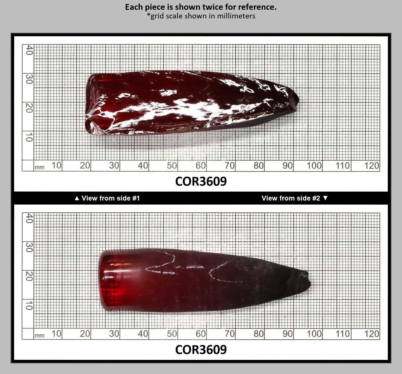 Dark Ruby Red #6 Lab Created Corundum Sapphire Faceting Rough for Gem Cutting - Various Sizes - Split Boule : COR3609