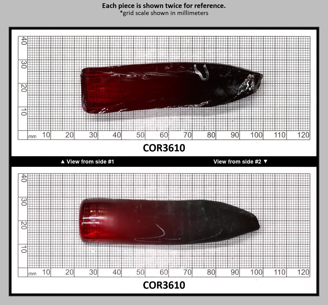 Dark Ruby Red #6 Lab Created Corundum Sapphire Faceting Rough for Gem Cutting - Various Sizes - Split Boule : COR3610