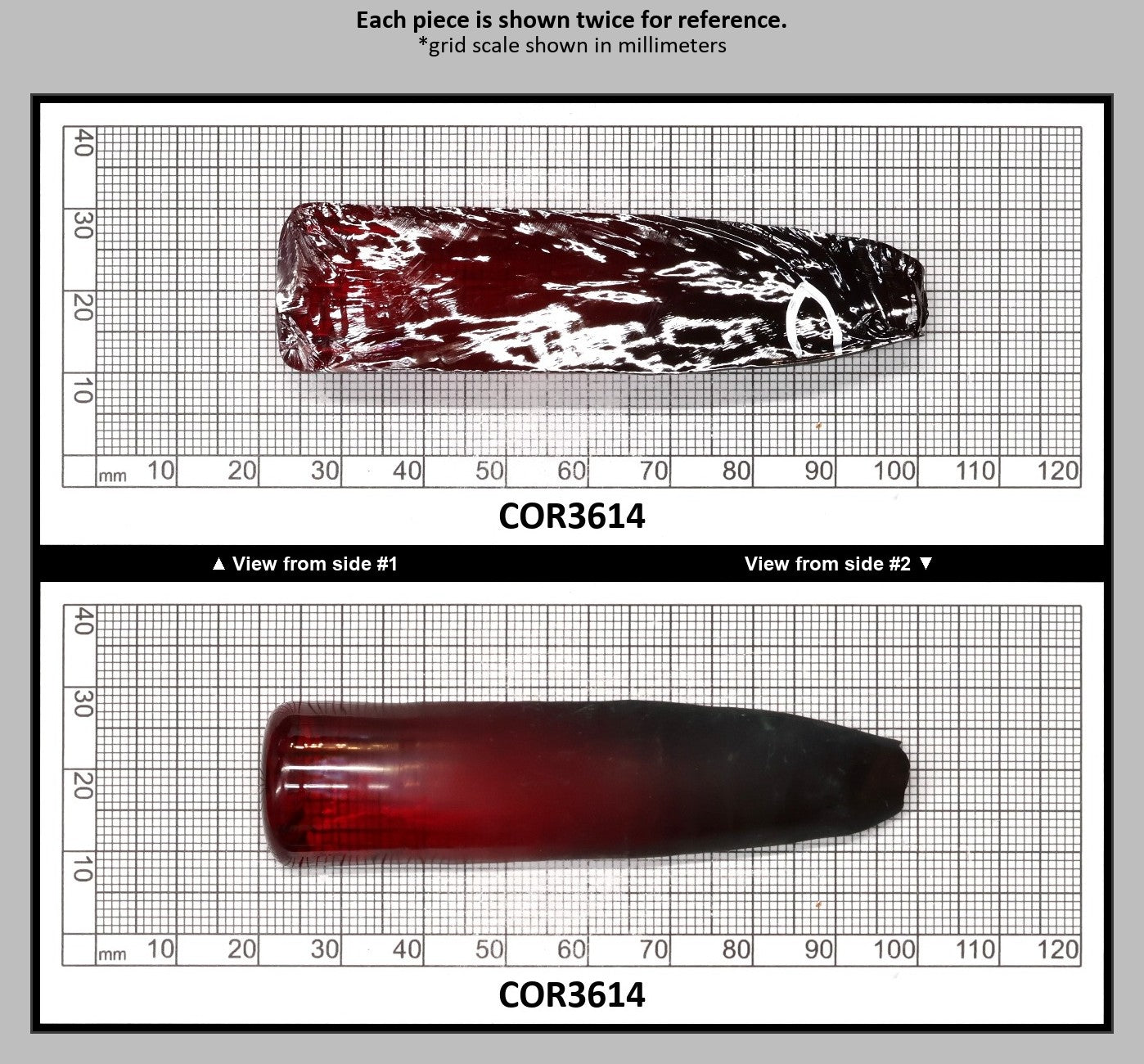 Dark Ruby Red #6 Lab Created Corundum Sapphire Faceting Rough for Gem Cutting - Various Sizes - Split Boule : COR3614