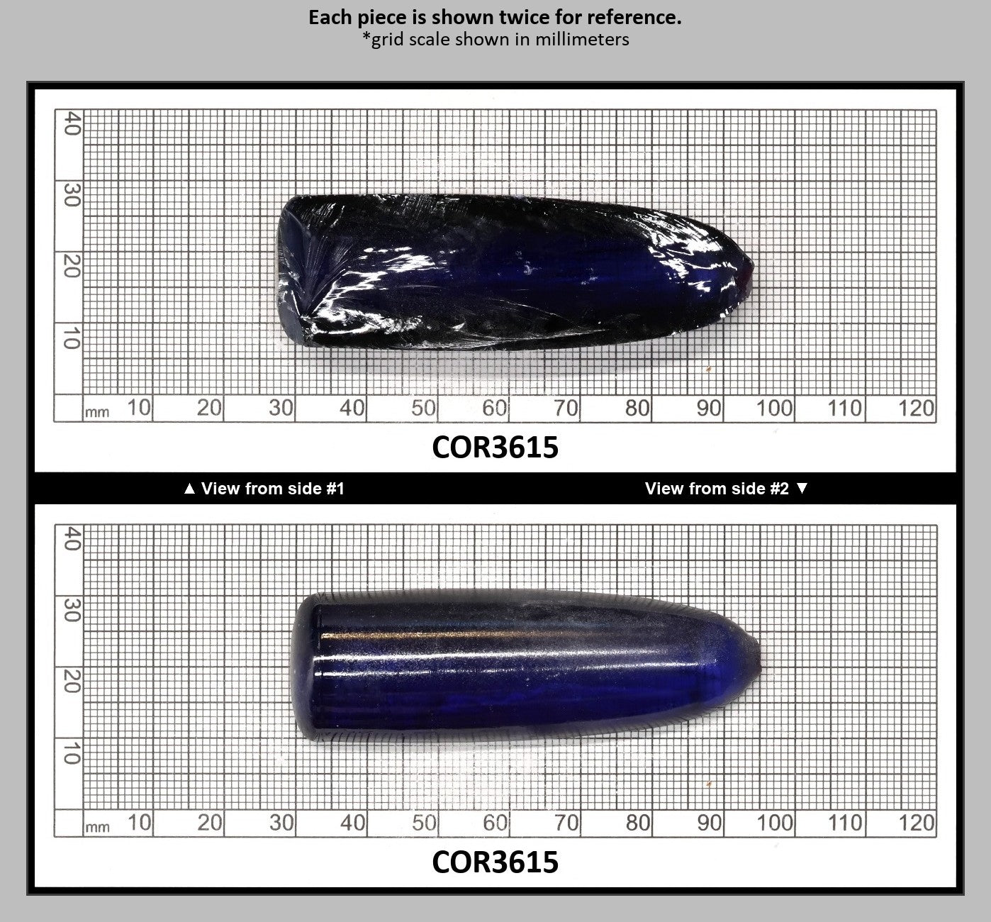 Medium Blue #33 Lab Created Corundum Sapphire Faceting Rough for Gem Cutting - Various Sizes - Split Boule : COR3615