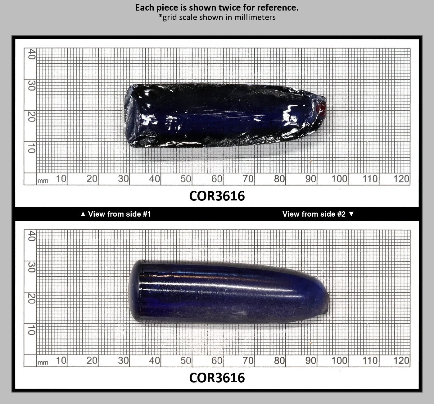 Medium Blue #33 Lab Created Corundum Sapphire Faceting Rough for Gem Cutting - Various Sizes - Split Boule : COR3616