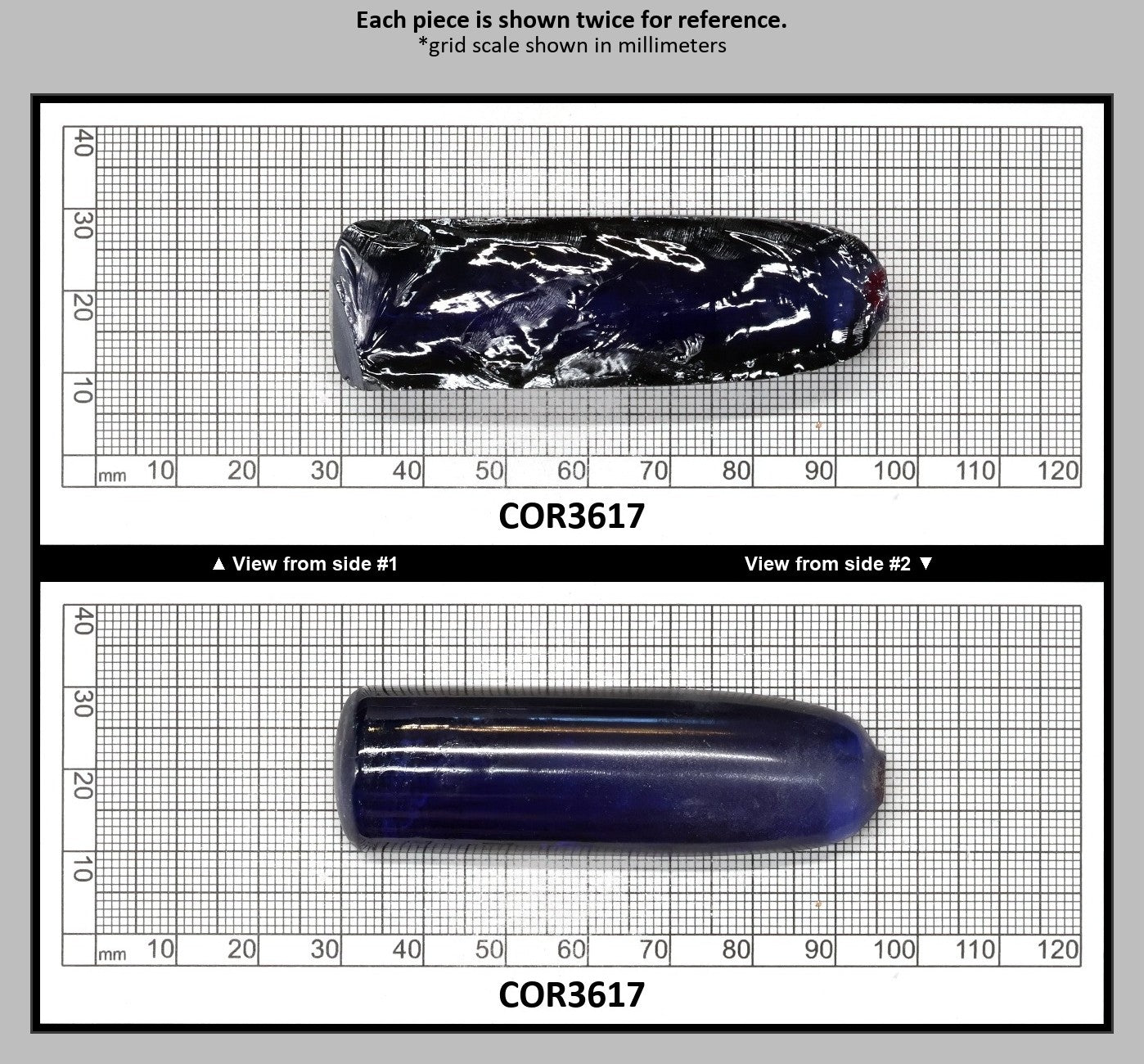 Medium Blue #33 Lab Created Corundum Sapphire Faceting Rough for Gem Cutting - Various Sizes - Split Boule : COR3617