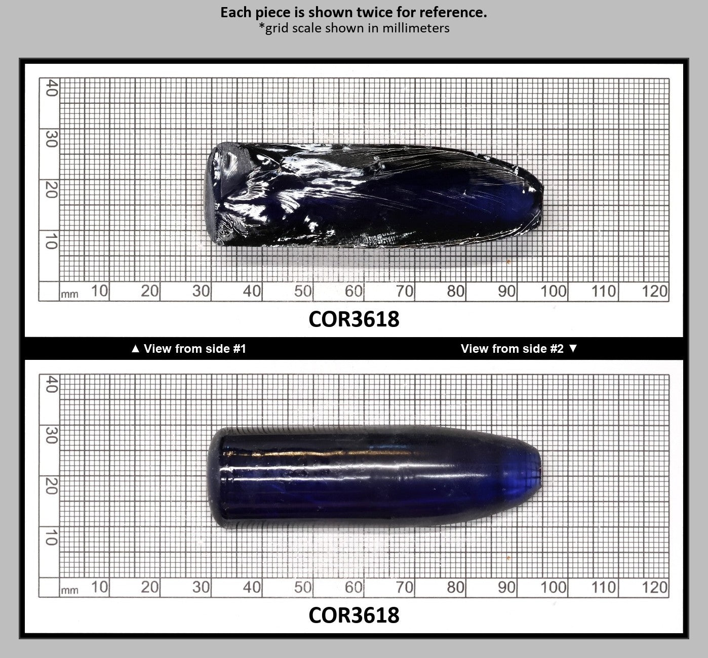 Medium Blue #33 Lab Created Corundum Sapphire Faceting Rough for Gem Cutting - Various Sizes - Split Boule : COR3618