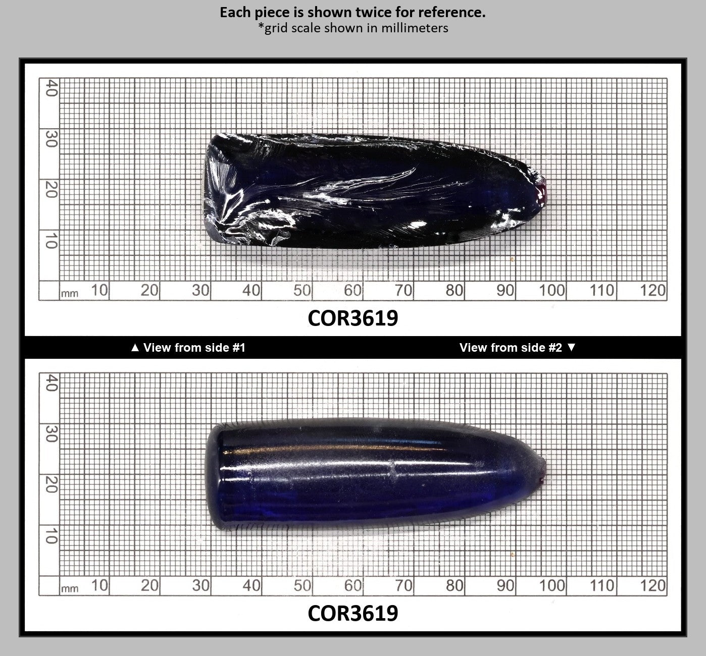 Medium Blue #33 Lab Created Corundum Sapphire Faceting Rough for Gem Cutting - Various Sizes - Split Boule : COR3619