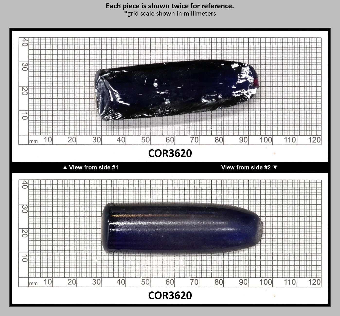 Medium Blue #33 Lab Created Corundum Sapphire Faceting Rough for Gem Cutting - Various Sizes - Split Boule : COR3620