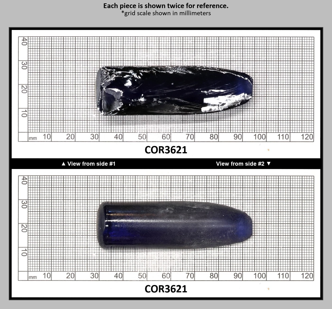 Medium Blue #33 Lab Created Corundum Sapphire Faceting Rough for Gem Cutting - Various Sizes - Split Boule : COR3621