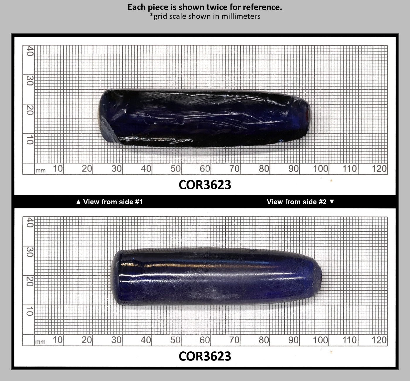 Medium Blue #33 Lab Created Corundum Sapphire Faceting Rough for Gem Cutting - Various Sizes - Split Boule : COR3623